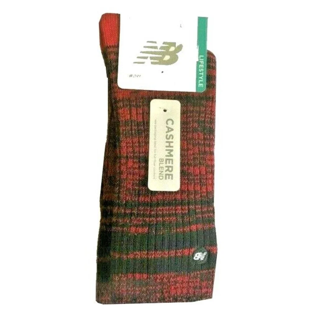 New Balance Lifestyle Cashmere Blend Mens Socks Size L 9-12.5 Black Red